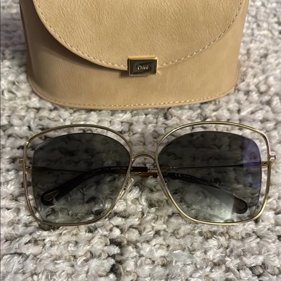 Chloe Gold Frame Sunglasses with Tinted Lenses display picture 1